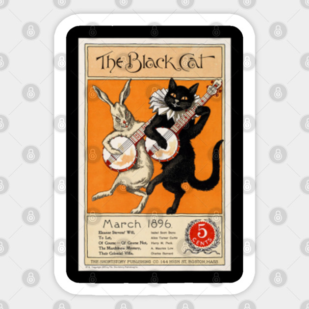 Vintage Black Cat Rabbit Banjos Poster Vintage Black Cat Rabbit