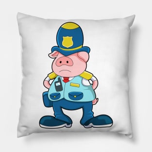 Pig as Police officer with Police Uniform & Hat Pillow