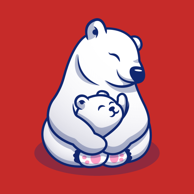 Cute Polar Bear Mom Hugging Baby Polar by Catalyst Labs