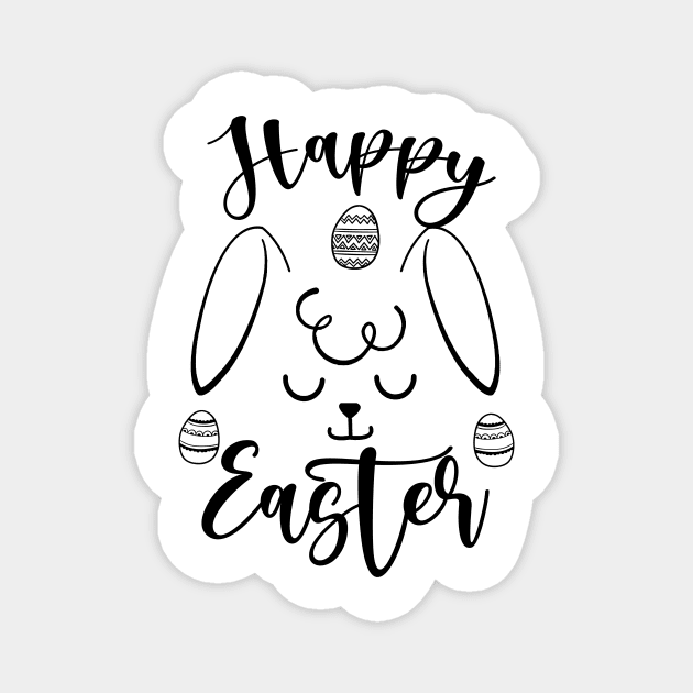 Happy Easter Bunny Rabbit Face Funny Easter Day Women Girls black Magnet by eyoubree