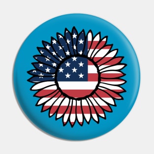 Patriotic Sunflower 4th of July Pin