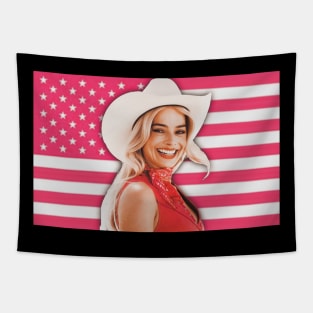 Barbie - Aerican pink flag Tapestry