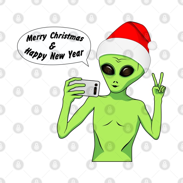 Alien in a Santa hat by designbek