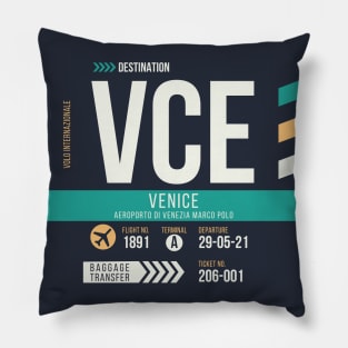 Venice (VCE) Airport Code Baggage Tag Pillow