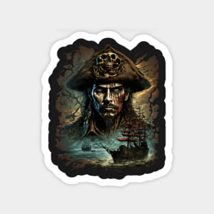 Captain Blackbeard Gothic Pirate Metal Design Magnet