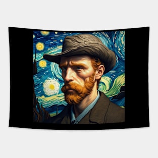 Confident Male Van Gogh Portrait Tapestry