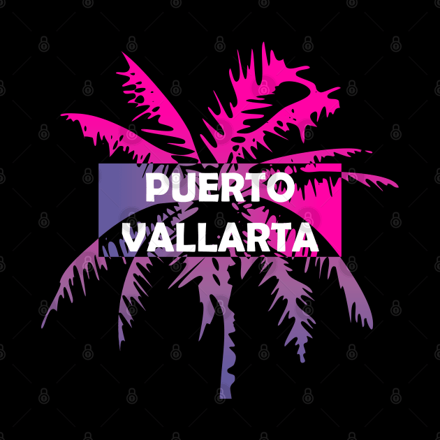 Puerto Vallarta Mexico Neon Tropics Vacation Palm Trees by FilsonDesigns