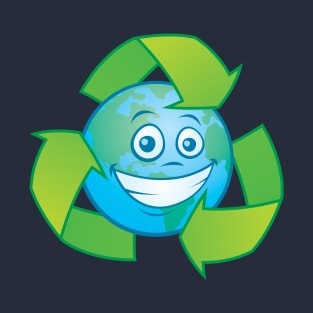 Planet Earth Recycle Cartoon Character T-Shirt