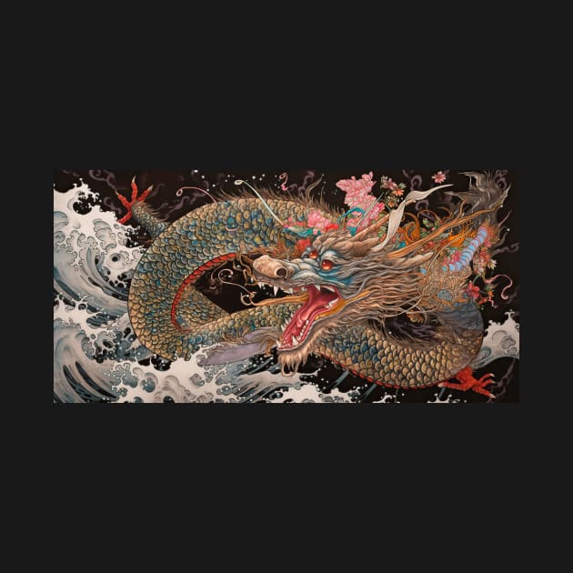 Ukiyo-e Japanese Art - Fantasy Dragon by allovervintage