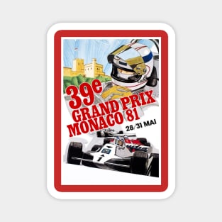 Monaco Vintage 1981 Grand Prix Auto Road Racing Advertising Print Magnet