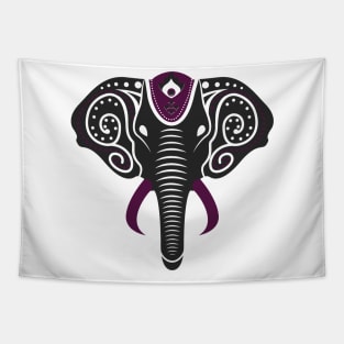 Geometric Mandala Elephant Purple Henna Design Tapestry