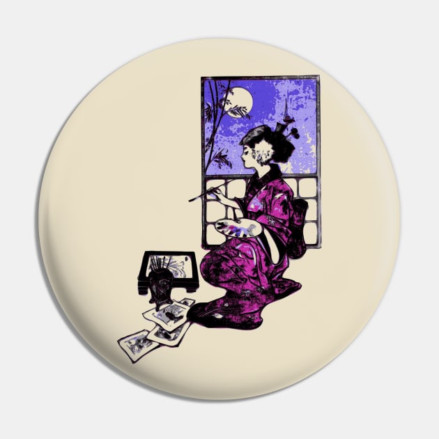 Artistry Unveiled: Japanese Lady at Work Pin by Pieartscreation