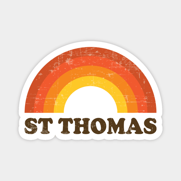 St Thomas Retro Vacation Souvenir Faded Rainbow Magnet by fizzyllama