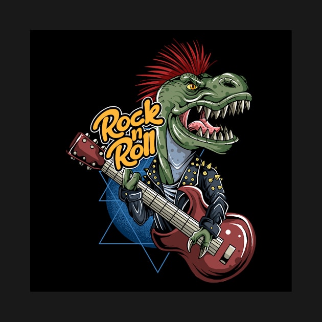 cyber-punk-trex-dinosaur-rocker-jacket-playing-guitar by snoddyshop