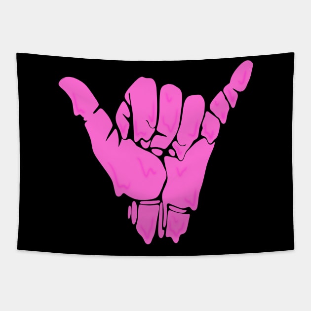 melting/dripping shaka hand sign in hot pink Tapestry by acatalepsys 