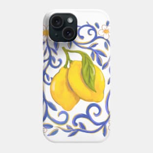 Lemon Delight Hand-Painted Mediterranean Tile Style Citrus Phone Case