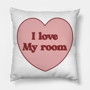 I love my room heart aesthetic dollette coquette pink red Pillow