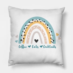 Coffee Cats Cocktails Pillow