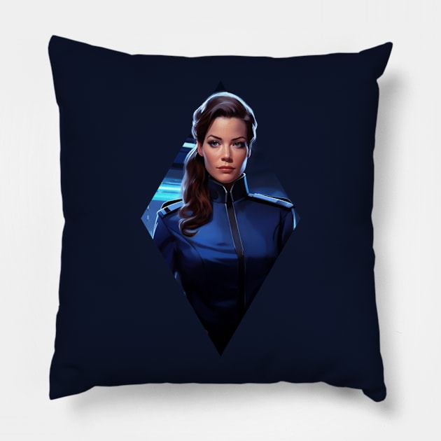 Interstellar Officer's Portrait - Sci-Fi Pillow by Fenay-Designs