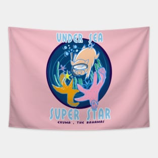 Swimming pig diving Tapestry