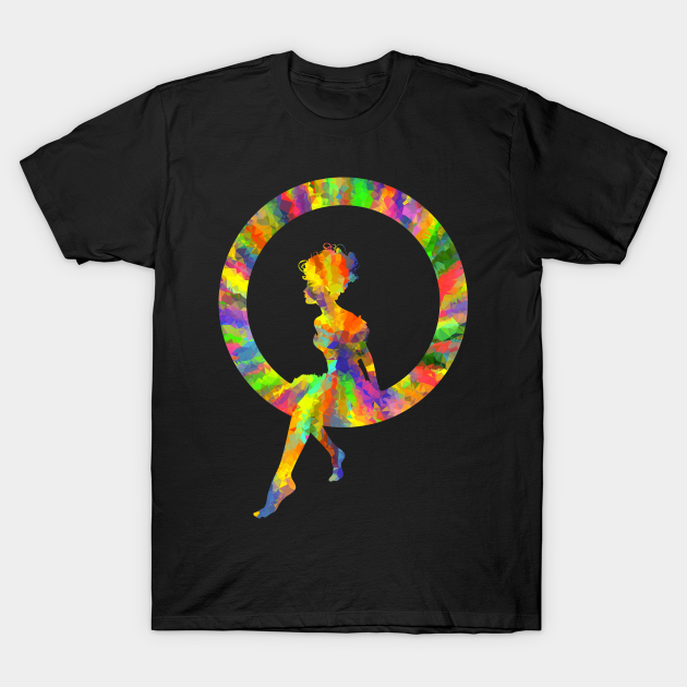 Silhouette of fairy sitting on a ring in prismatic colourful design 2 - Colourful - T-Shirt