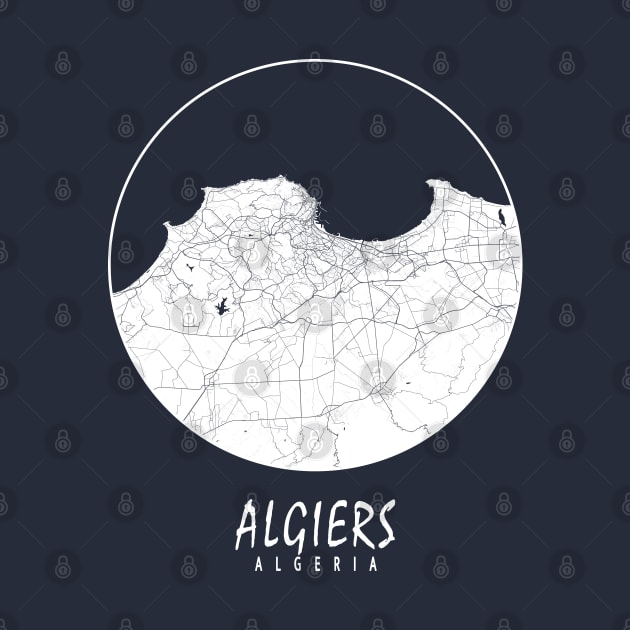 Algiers, Algeria City Map - Full Moon by deMAP Studio