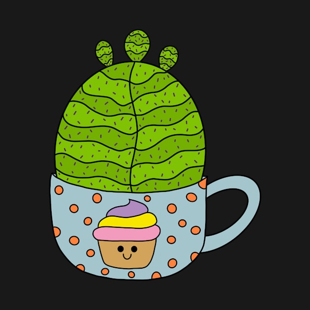 Cute Cactus Design #150: Small Barrel Cactus In Cute Cupcake Mug by DreamCactus