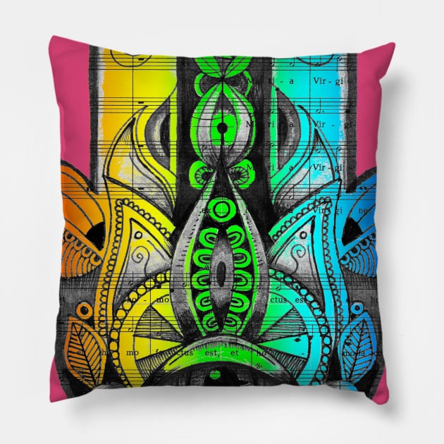 LGBT Hamsa Hand Yoga Tattoo Design Pillow by Squidoodle
