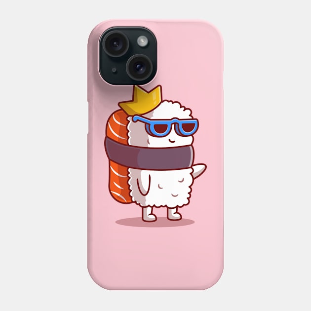 Cute King Salmon Sushi With Glasses Cartoon Phone Case by Catalyst Labs