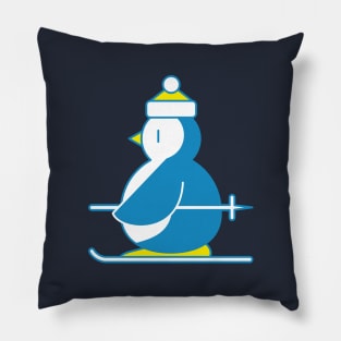 Little Blue Penguin Skiing Pillow