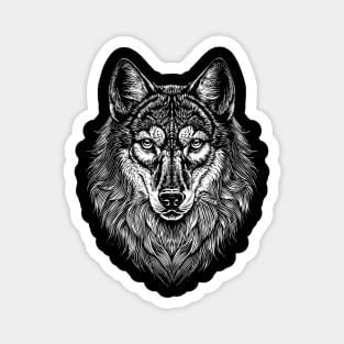 The head of a wolf line art wolf Magnet