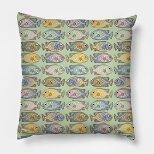 Fish Pattern Retro Color Palette Pillow