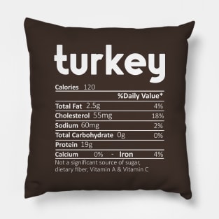 Turkey Nutrition Facts Funny Thanksgiving Christmas Pillow