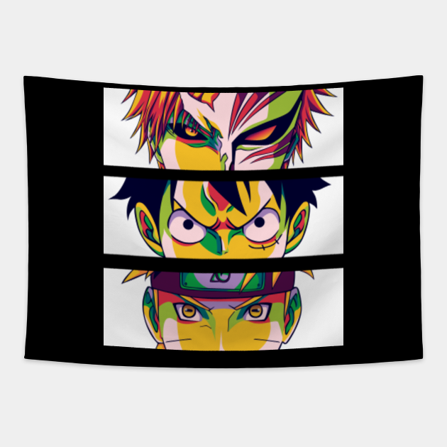 The Big Three Of Anime - Anime And Manga - Tapestry | TeePublic The Big Three Of Anime - Anime And Manga - Tapestry | TeePublic
