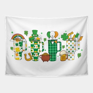 Retro Obsessive Cup Disorder St. Patrick's Day, St Patricks Day, Clover, Hearts Retro Groovy Tapestry