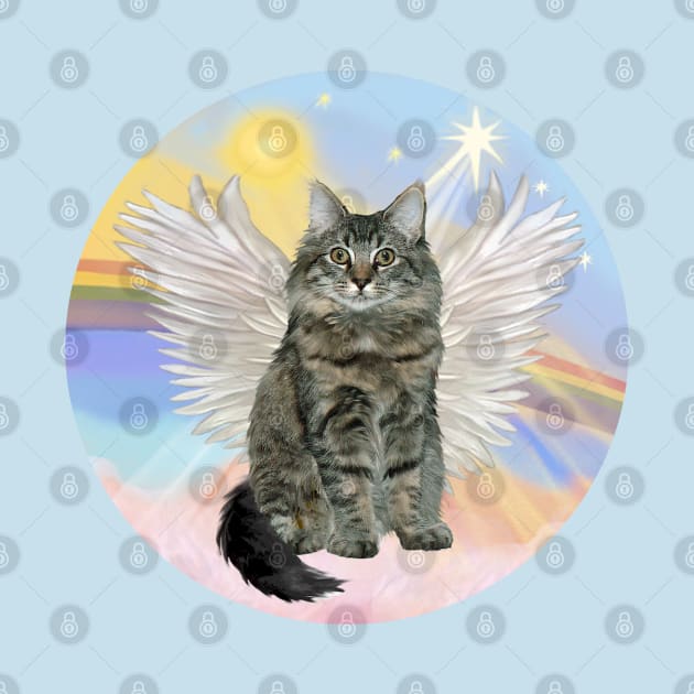 A Maine Coon Cat Angel in Heaven's Clouds by Dogs Galore and More