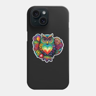 Groovy Psychedelic Owl in Black Phone Case