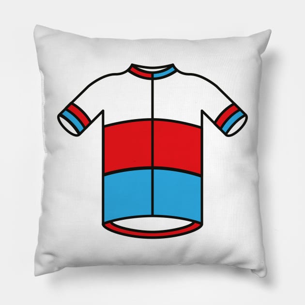 Blue & Red Cycling Jersey Pillow by Radradrad
