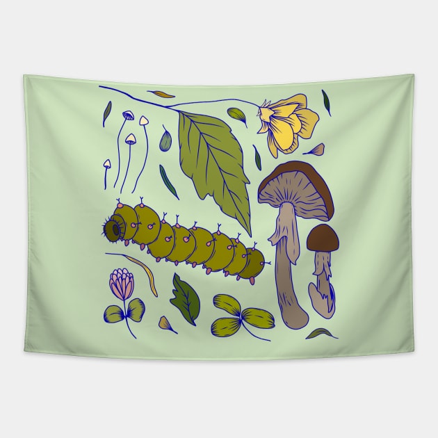 Clover and Caterpillar Tapestry by JuniperMew