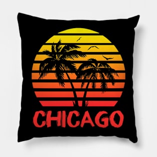80s Tropical Sunset Pillow