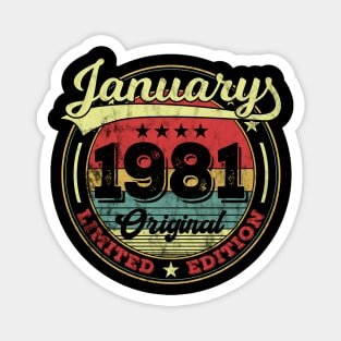 40th Birthday Vintage January 1981 400 Years Gift Magnet