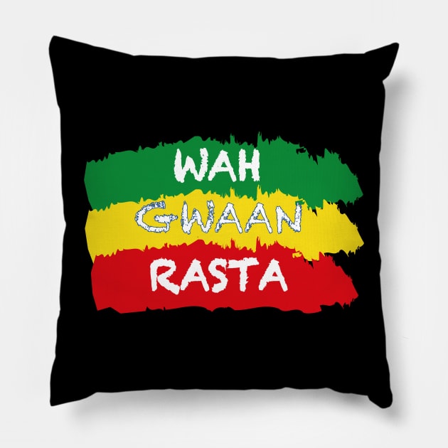 Jamaican Slogan, Wah Gwaan/Funny Slang, Jamaica Pillow by alzo