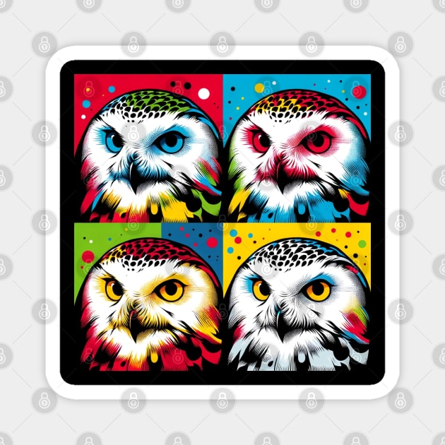 Snowy Owl Pop Art - Mystical Avian Fashion Statement Magnet by PawPopArt