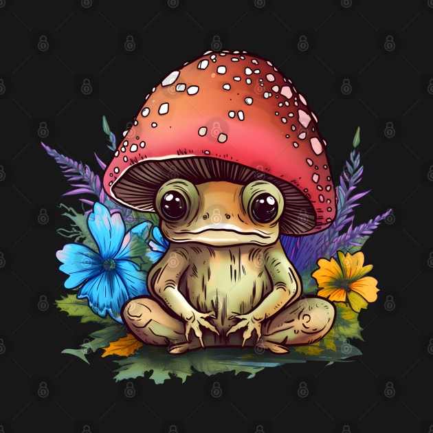 Cute Cottagecore Aesthetic Frog Mushroom by BaliChili