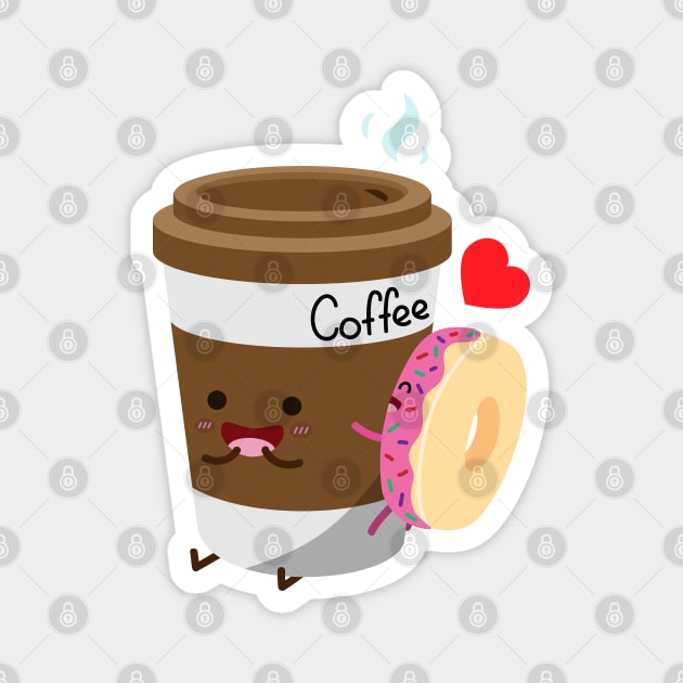 Coffee and Donut Magnet by StrayKoi