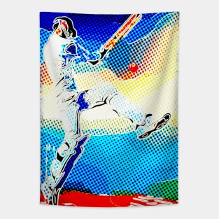 World Cup Cricket Batsman Comic Tapestry