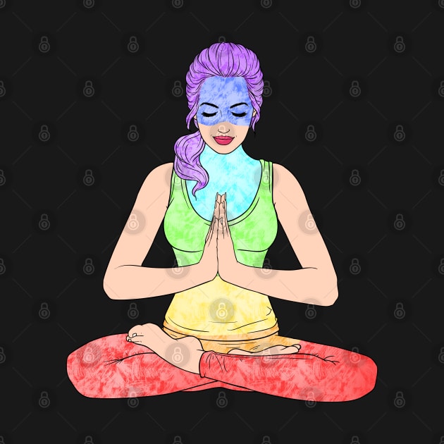 7 Chakras Meditation Woman by Mey Designs