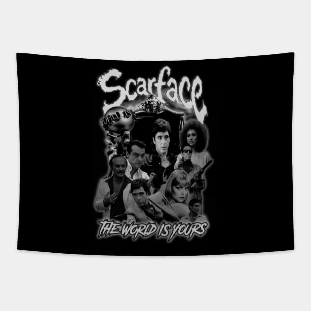 Scarface. The World Is Yours.(Black & White Version) Tapestry by The Dark Vestiary