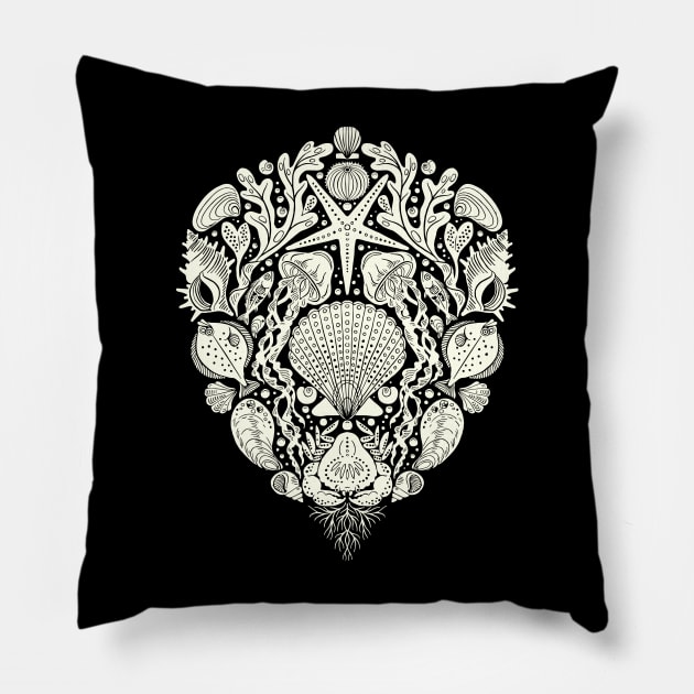 Deep Sea Damask Pillow by Rebelform