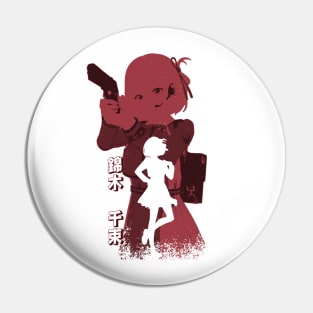 Lycoris Recoil Anime Characters Chisato Nishikigi in Cool Grunge Distressed Double Exposure Streetwear Style Pin